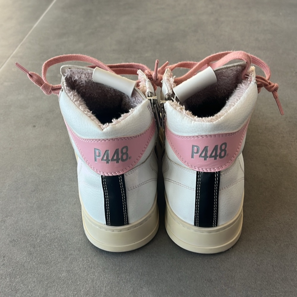 P448 white high tops with pink laces size 37 women’s - Picture 2 of 12